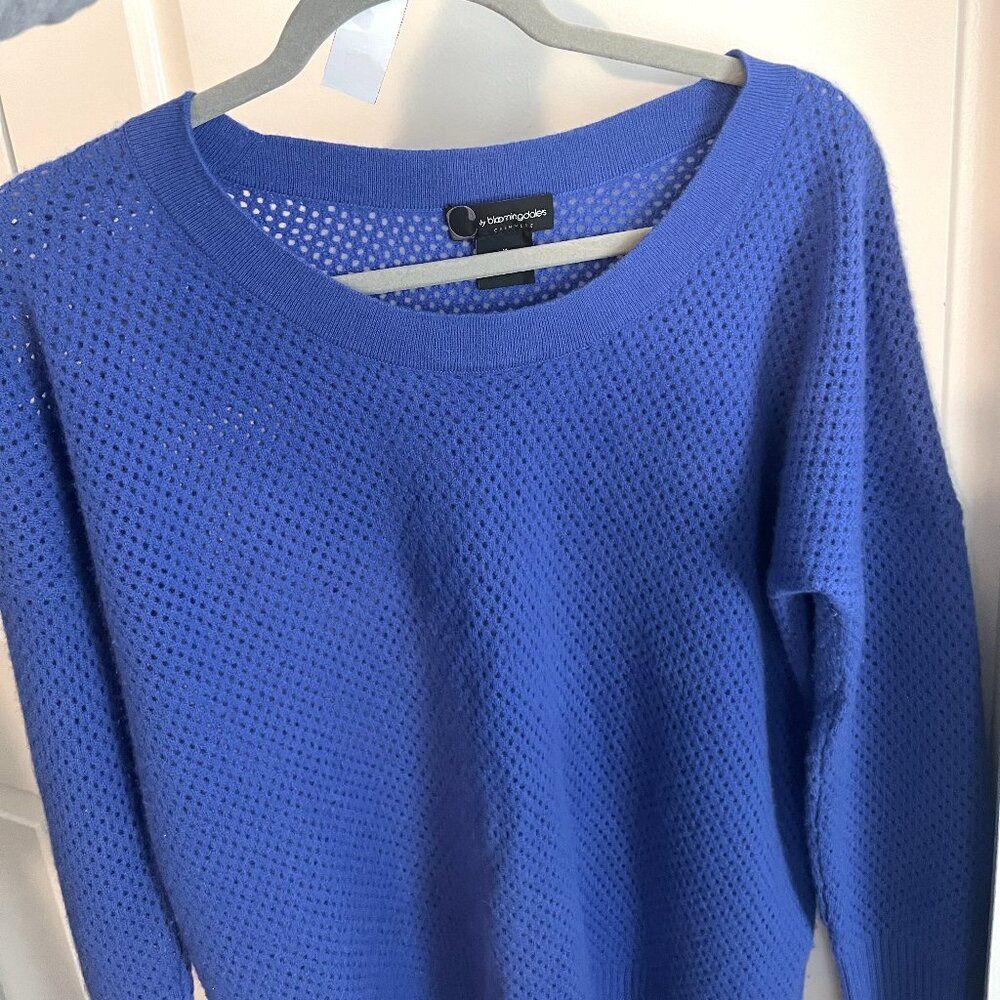 C by Bloomingdale’s 2ply Cashmere pull-on Sweater Open Weave knit oversize - Picture 6 of 9